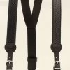 M&F Mens Leather Suspenders Black