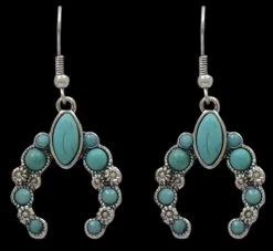 M&F Silver & Turquoise Squash Blossom Hook Earrings