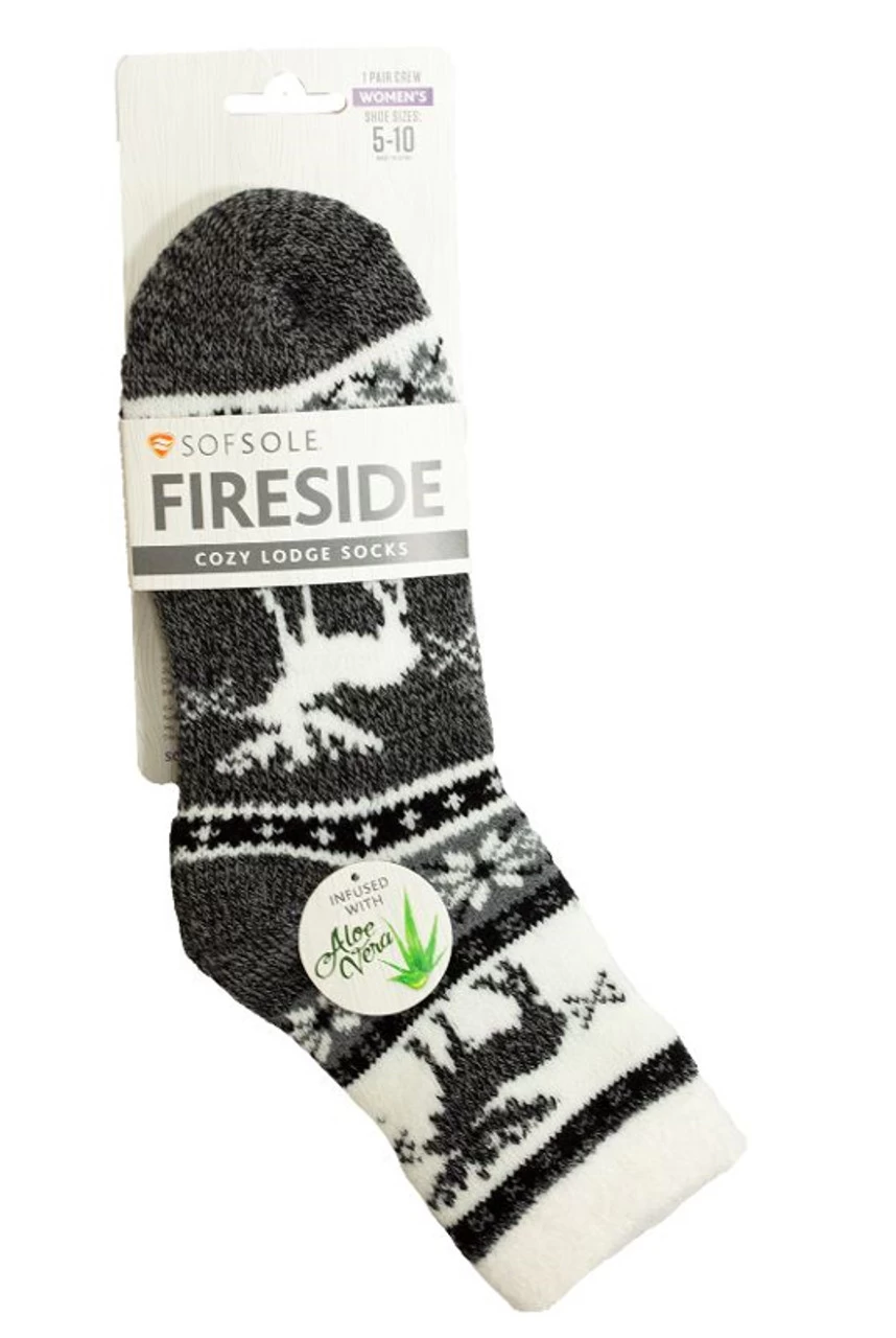 Sof Sole Fireside Cozy Lodge Socks - Charcoal Moose 1 Sof Sole Fireside Cozy Lodge Socks - Charcoal Moose