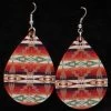 Silver Strike Aztec Wooden Teardrop Earrings