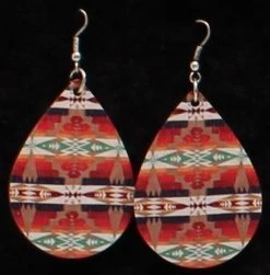 Silver Strike Aztec Wooden Teardrop Earrings