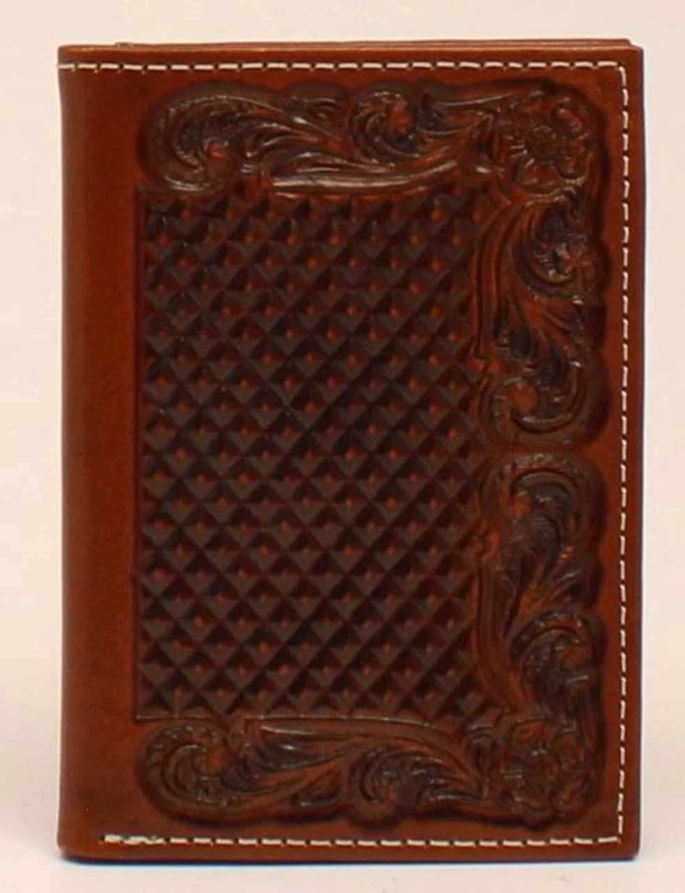 Ariat Embossed Basketweave & Floral Tri-Fold Wallet 1 Ariat Embossed Basketweave & Floral Tri-Fold Wallet