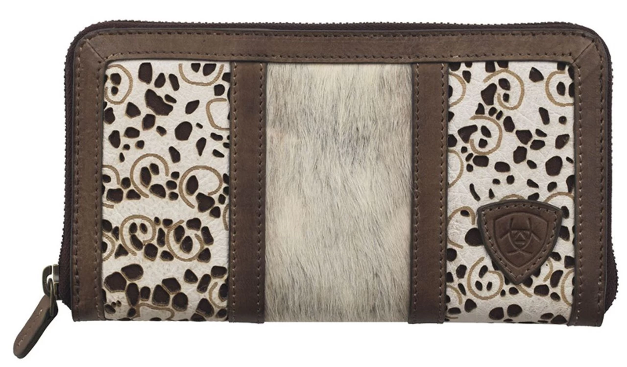 Ariat Phonix Leather Calf Hair Zip Wallet 1 Ariat Phonix Leather Calf Hair Zip Wallet