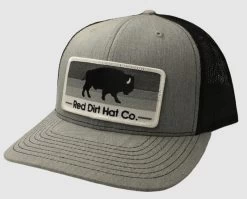 Red Dirt Hat Co. Heather Grey And Black W/"Stoney Buffalo" Patch