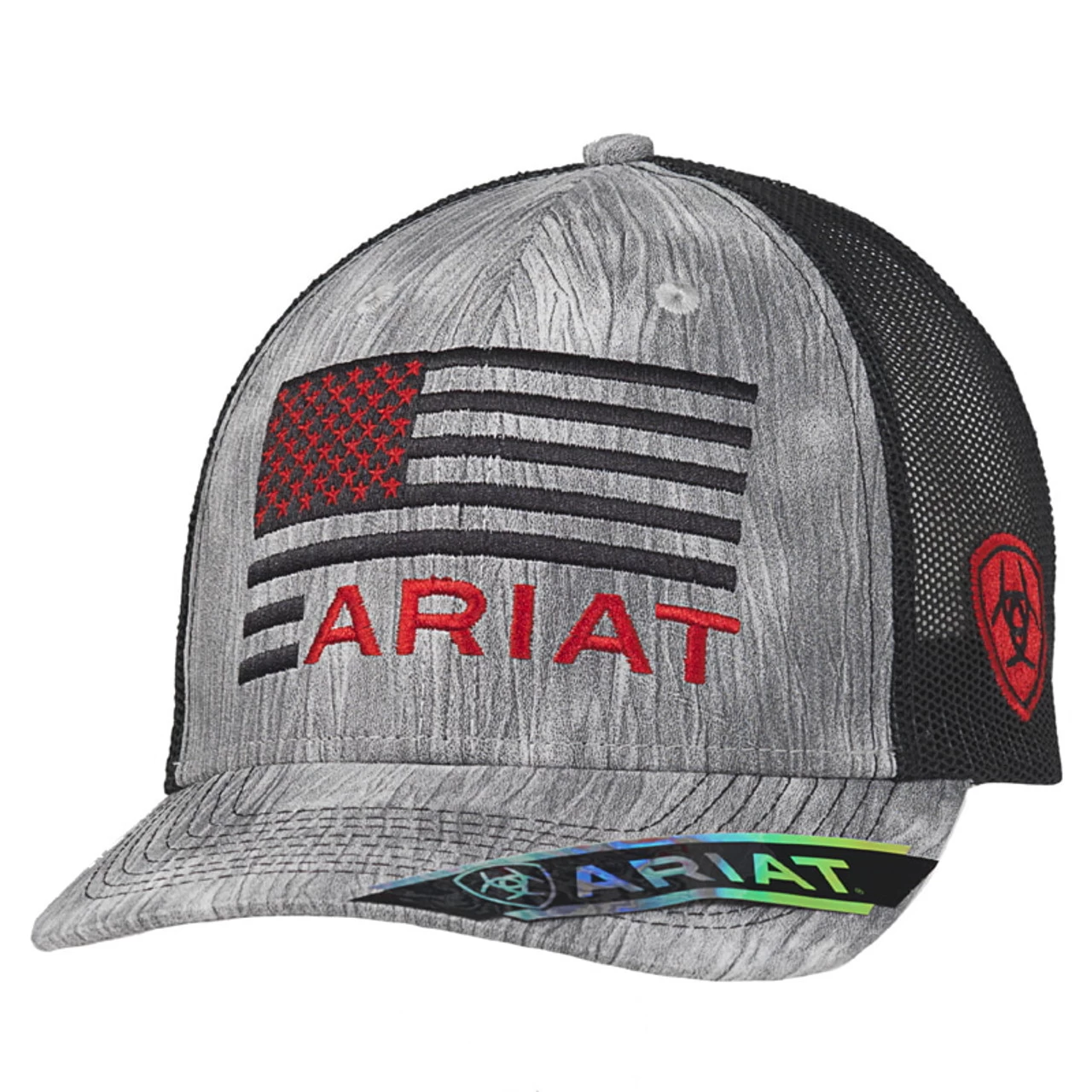 Ariat Mens Heathered Grey W/Black Mesh Ball Cap 1 Ariat Mens Heathered Grey W/Black Mesh Ball Cap