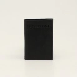 Ariat Mens Black Logo Tri-Fold Wallet
