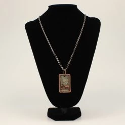 Silver Strike Mens Antique Silver Dog Tag Pendant With Praying Cowboy Necklace