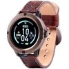 Wrangler Circle Antique Gold Tone Bezel With Brown Floral And Turquoise Leather Strap Smart Watch