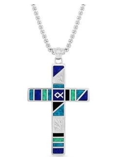 Montana Silversmiths American Legends Block Color Cross Necklace