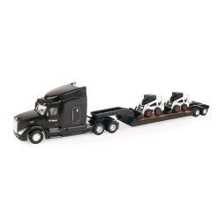 Tomy 1:32 PeterBilt 579 Semi With Lowboy Trailer & Bobcat S450 Skid Loaders