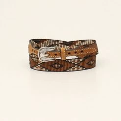 Twister Tan Leather Ribbon Hatband W/Diamond Pattern