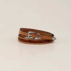 3D Brown Western Ostrich Print Genuine Leather Hatband