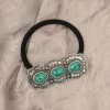 Blazin Roxx Hair Tie W/Rectangle Concho & Triple Turquoise Stones