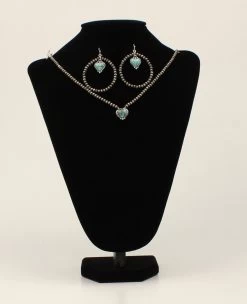 Silver Strike Heart Shaped Turquoise Pendant Jewelry Set