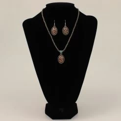 Silver Strike Brushed Nickel Leopard Print Jewelry Set