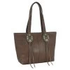 Trenditions Justin Textured Brown Anti Brass Conchos Tote Bag