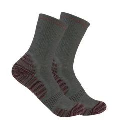 Carhartt Force Womens Charcoal Midweight Synthetic-Wool Blend Crew Sock SC7912W - 2 Pack