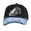 Cowgirl Hardware Girls Youth Black Ball Cap W/Turquoise & Purple Striped Bill
