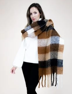 IScarf Ladies Brown Plaid Flannel Scarf