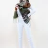 IScarf Ladies Olive Asymmetrical Striped Scarf