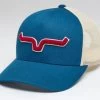 Kimes Ranch Men's 5 Panel Blue/White Tracker Trucker Cap
