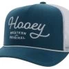 Hooey OG Teal/White 5 Panel Trucker Cap With White Hooey Stitching - Youth