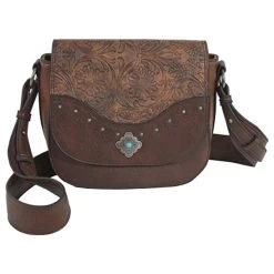 Justin Women's Saddle Bag Tooled Pattern W/Custom Concho