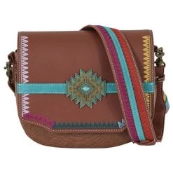 Catchfly Women's Crossbody Purse With Southwest Motif And Snakeskin Texture
