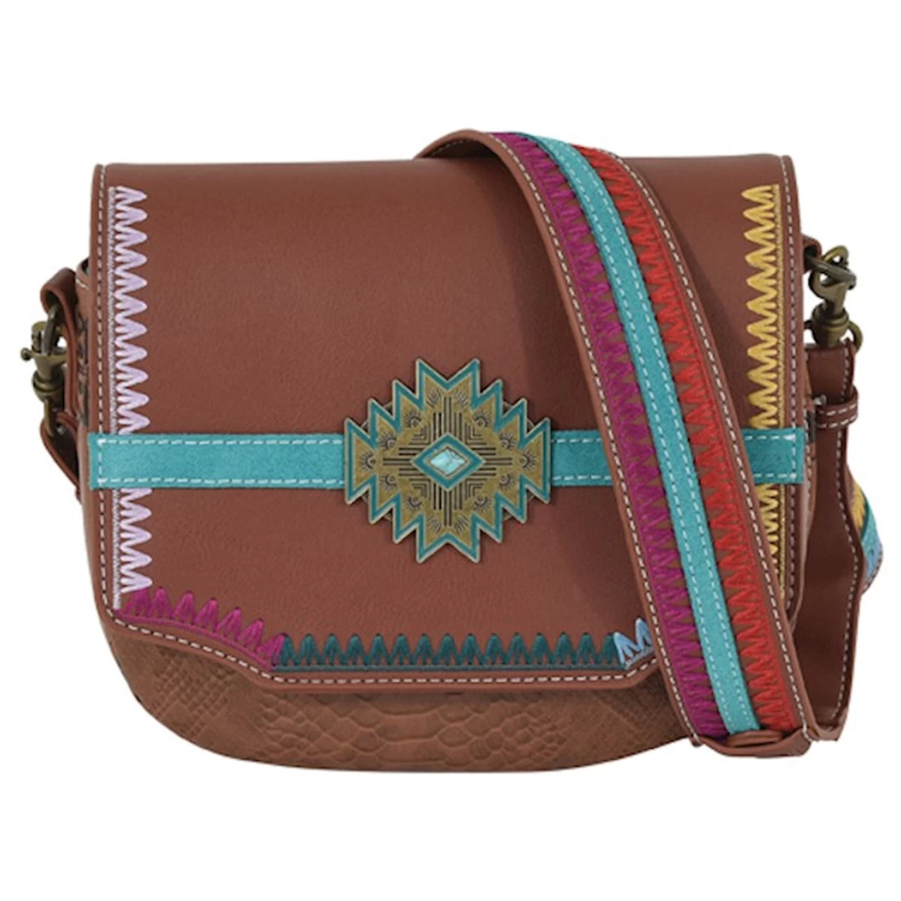Catchfly Women's Crossbody Purse With Southwest Motif And Snakeskin Texture 1 Catchfly Women's Crossbody Purse With Southwest Motif And Snakeskin Texture