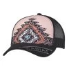 Ariat Ladies Pink Crackle Aztec Design With Black Mesh 5 Panel Cap