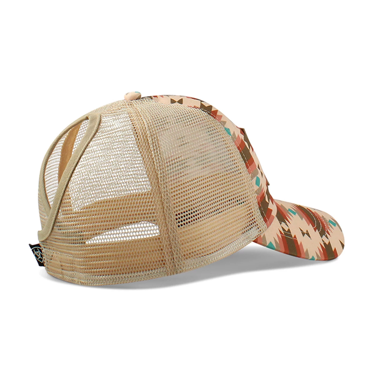 Ariat Womens Pink Aztec Print Ponyflow 6 Panel Mesh Back Cap With Ariat Shield Logo 2 Ariat Womens Pink Aztec Print Ponyflow 6 Panel Mesh Back Cap With Ariat Shield Logo - Image 2