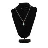 Silver Strike Necklace And Earring Set With Turquoise Oval Pendant & Bird Charm