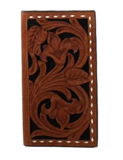 3D Mens Brown Rodeo Wallet With Floral Filagree