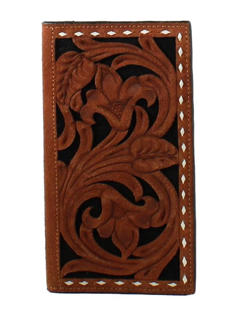 3D Mens Brown Rodeo Wallet With Floral Filagree 1 3D Mens Brown Rodeo Wallet With Floral Filagree