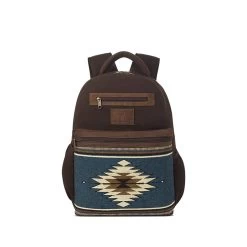 Ariat Brown Backpack With Blue/Brown Aztec Print Rug