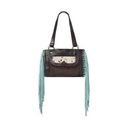 Ariat Womens Brown Conceal Carry Satchel With Turquoise Fringe Cascades