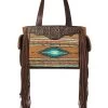 Ariat Womens Brown Conceal Carry Satchel With Aztec Print