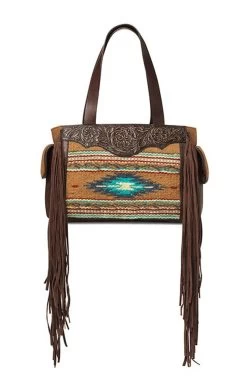 Ariat Womens Brown Conceal Carry Satchel With Aztec Print