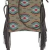 Justin Ladies Jacquard Large Taupe Crossbody With Fringe