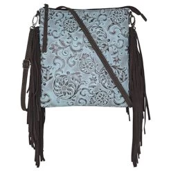 Justin North South Crossbody Tooled Sunflower W/Turquoise Wash