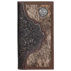 Justin Mens Hair On W/tooled Yoke Rodeo Wallet