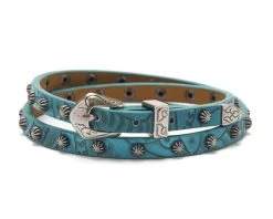 3D Turquoise Floral Embossed Leather With Starburst Conchos Hatband