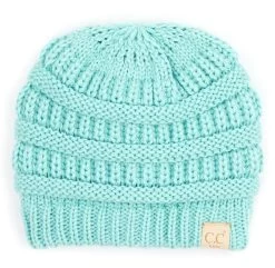 C.C Beanie Girls Solid Fuzzy Lined Mint Beanie
