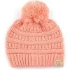 C.C Beanie Girls Solid Peach Pom Beanie