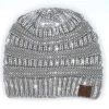 C.C Beanie Metallic Silver Classic Knit Beanie