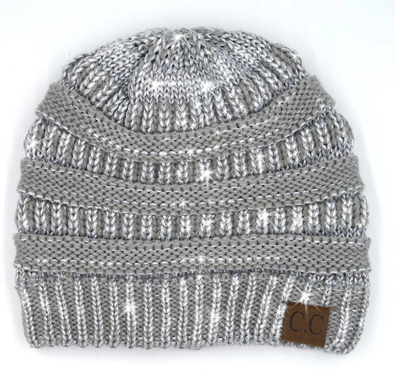 C.C Beanie Metallic Silver Classic Knit Beanie 1 C.C Beanie Metallic Silver Classic Knit Beanie