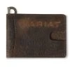 Ariat Men's Brown Bull Hide Leather Money Clip Wallet