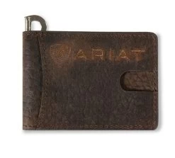 Ariat Men's Brown Bull Hide Leather Money Clip Wallet