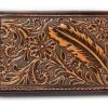 Ariat Floral Embossing Feather Design Men's Brown Trifold Wallet