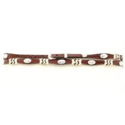 M&F - Scalloped Leather Hatband With Oval Conchos - Brown